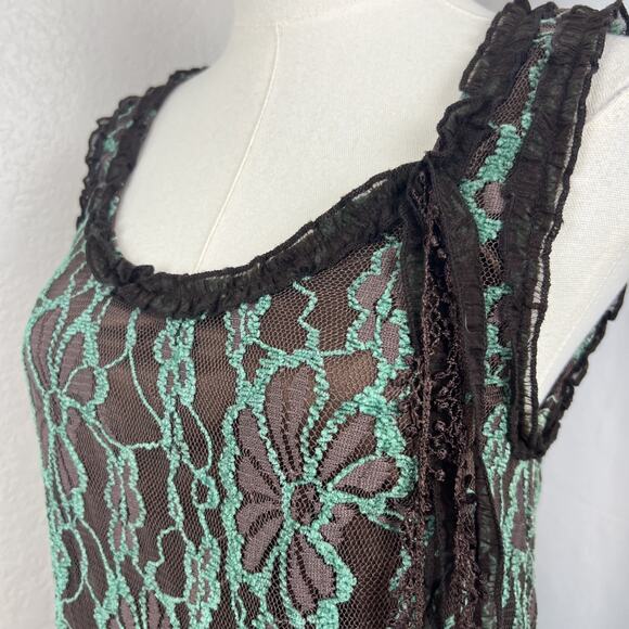 Altard State Dress Womens Small Blue Brown Lace Bow Detail Fairygrunge Gothic - Picture 2 of 11